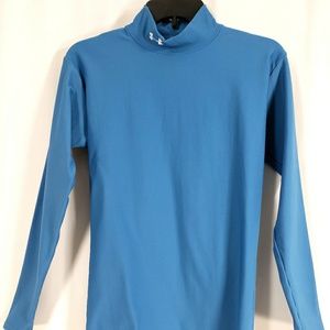 Mens Under Armour Mock Neck Blue Compression Shirt
